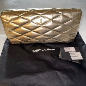 Saint Laurent Metallic Gold Quilted clutch